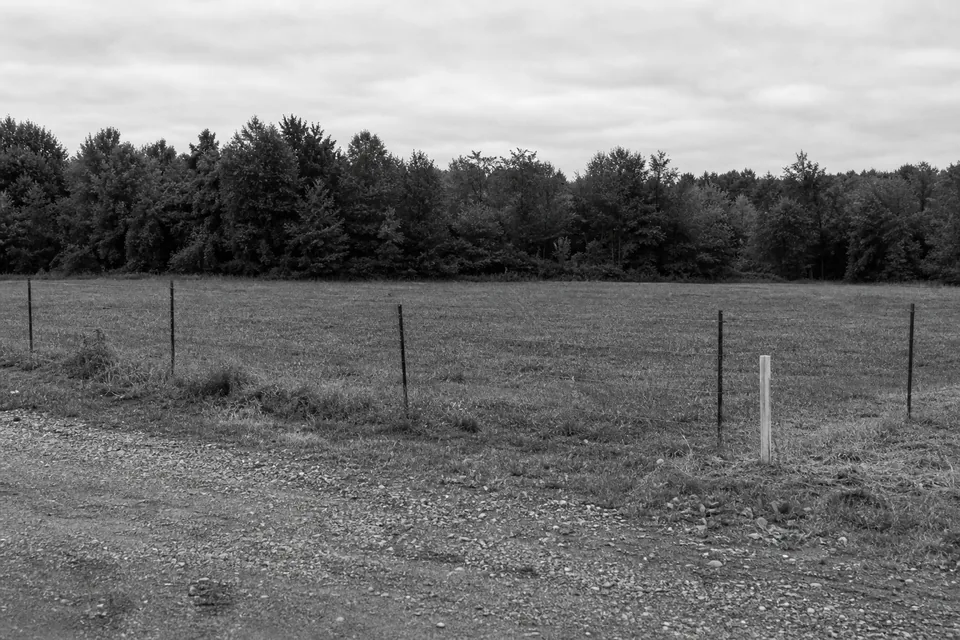 Recently sold vacant rural lot with a gravel road frontage and a tree line behind it